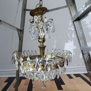 Crystal and bronze chandelier